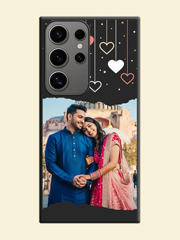 Love Hangings with Splash Wave Picture on Space Black Custom Soft Matte Phone Back Cover - Galaxy S24 Ultra 5G