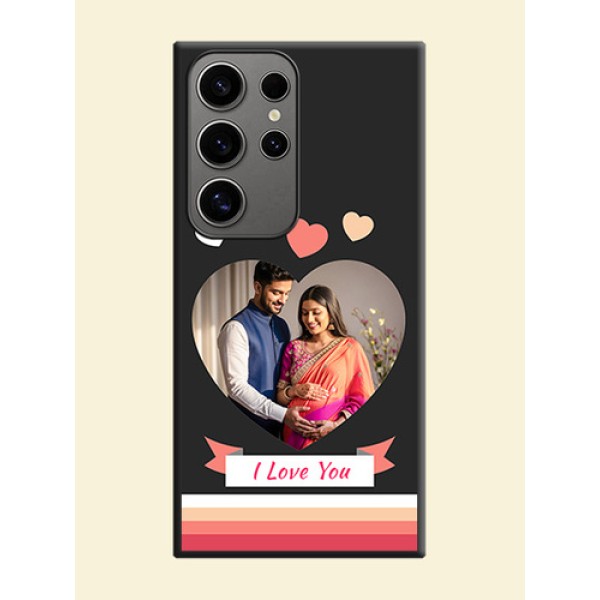 Love Shaped Photo with Colorful Stripes on Personalised Space Black Soft Matte Cases - Galaxy S24 Ultra 5G Love Shaped Photo with Colorful Stripes on Personalised Space Black Soft Matte Cases - Galaxy S24 Ultra 5G