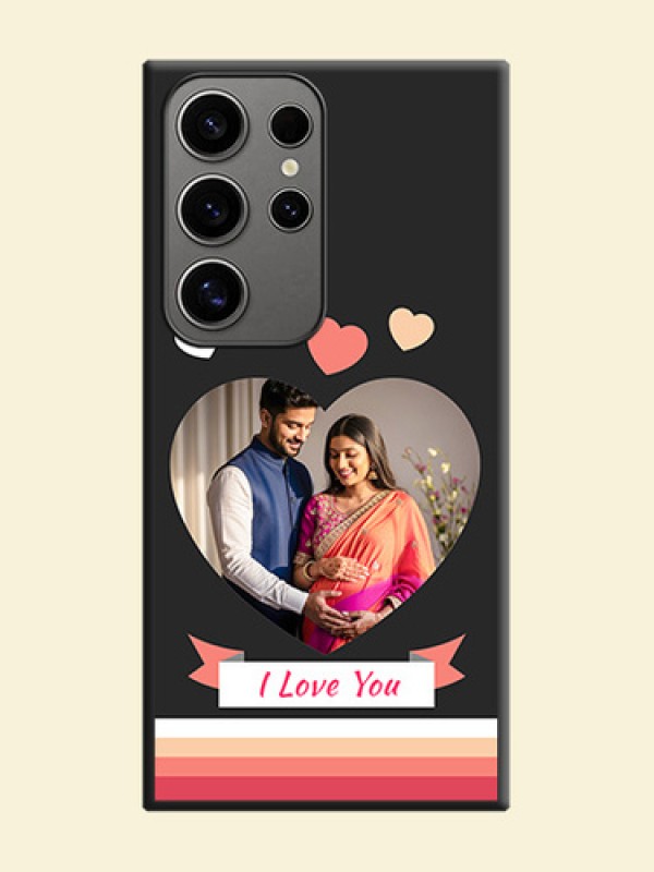 Love Shaped Photo with Colorful Stripes on Personalised Space Black Soft Matte Cases - Galaxy S24 Ultra 5G