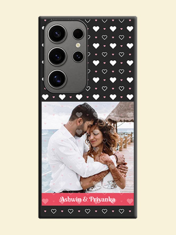 White Color Love Symbols with Text Design - Photo on Space Black Soft Matte Phone Cover - Galaxy S24 Ultra 5G