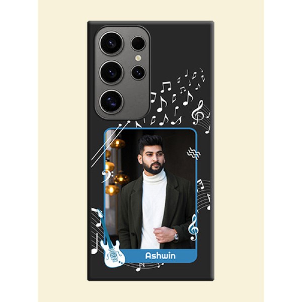 Musical Theme Design with Text - Photo on Space Black Soft Matte Mobile Case - Galaxy S24 Ultra 5G Musical Theme Design with Text - Photo on Space Black Soft Matte Mobile Case - Galaxy S24 Ultra 5G