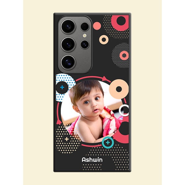 Multicoloured Round Image on Personalised Space Black Soft Matte Cases - Galaxy S24 Ultra 5G Multicoloured Round Image on Personalised Space Black Soft Matte Cases - Galaxy S24 Ultra 5G
