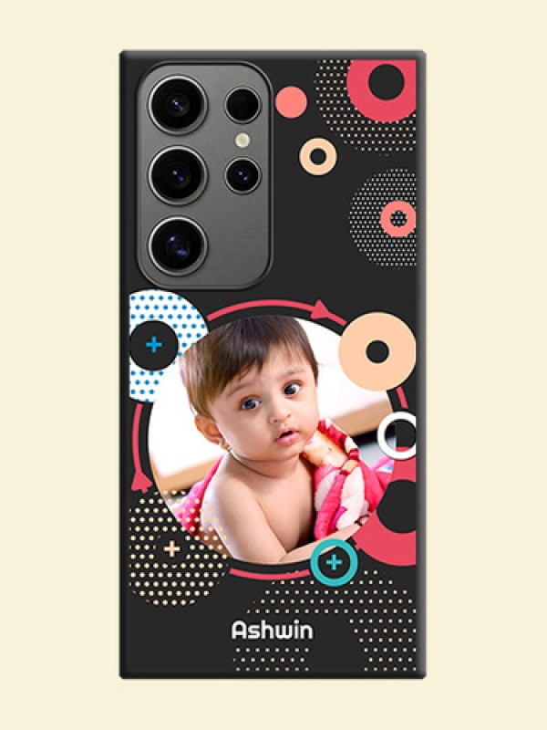 Multicoloured Round Image on Personalised Space Black Soft Matte Cases - Galaxy S24 Ultra 5G
