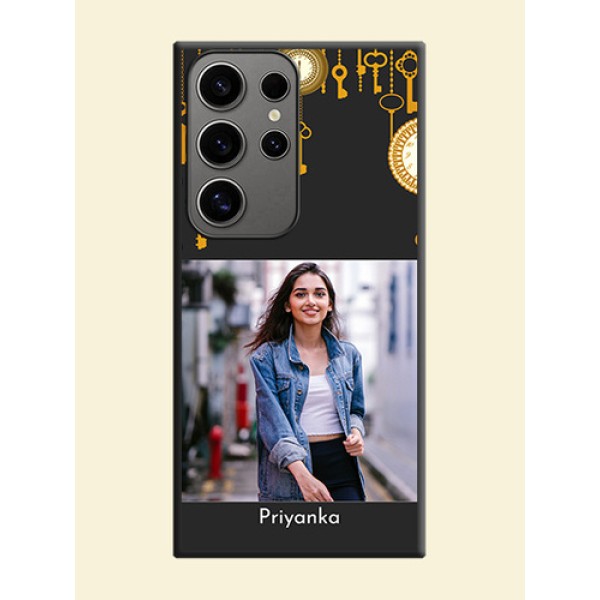 Decorative Design with Text on Space Black Custom Soft Matte Back Cover - Galaxy S24 Ultra 5G Decorative Design with Text on Space Black Custom Soft Matte Back Cover - Galaxy S24 Ultra 5G