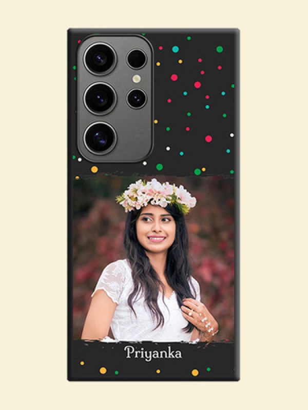 Multicolor Dotted Pattern with Text on Space Black Custom Soft Matte Phone Back Cover - Galaxy S24 Ultra 5G