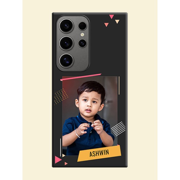 Photo Frame with Triangle Small Dots - Photo on Space Black Soft Matte Back Cover - Galaxy S24 Ultra 5G Photo Frame with Triangle Small Dots - Photo on Space Black Soft Matte Back Cover - Galaxy S24 Ultra 5G