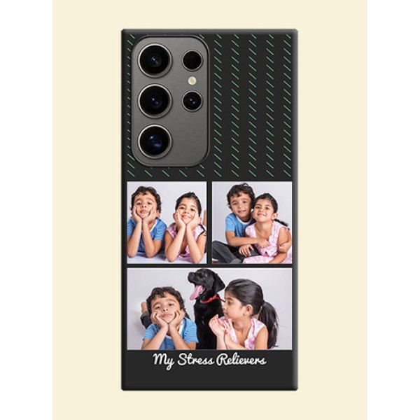 Cross Dotted Pattern with 2 Image Holder on Personalised Space Black Soft Matte Cases - Galaxy S24 Ultra 5G Cross Dotted Pattern with 2 Image Holder on Personalised Space Black Soft Matte Cases - Galaxy S24 Ultra 5G