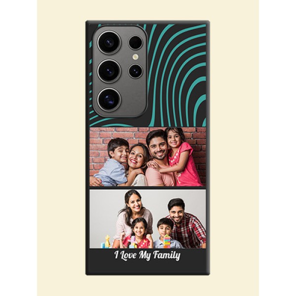 Wave Pattern with 2 Image Holder on Space Black Personalized Soft Matte Phone Covers - Galaxy S24 Ultra 5G Wave Pattern with 2 Image Holder on Space Black Personalized Soft Matte Phone Covers - Galaxy S24 Ultra 5G