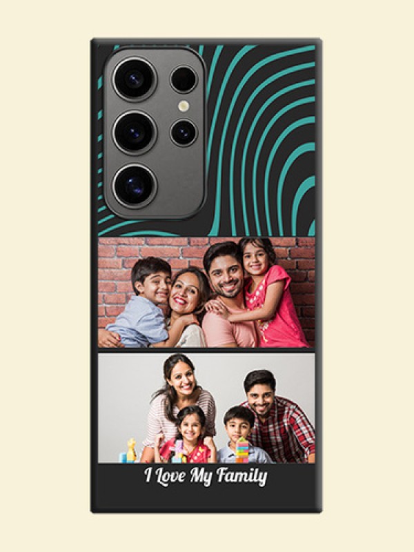 Wave Pattern with 2 Image Holder on Space Black Personalized Soft Matte Phone Covers - Galaxy S24 Ultra 5G
