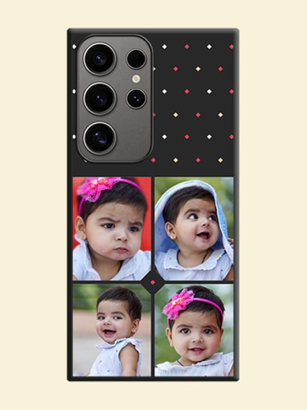 Multicolor Dotted Pattern with 4 Image Holder on Space Black Custom Soft Matte Phone Cases - Galaxy S24 Ultra 5G
