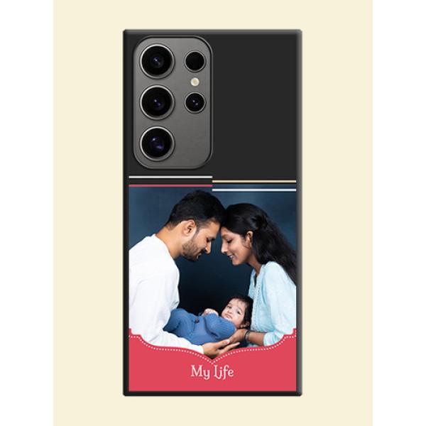 Classic Plain Design with Name - Photo on Space Black Soft Matte Phone Cover - Galaxy S24 Ultra 5G
