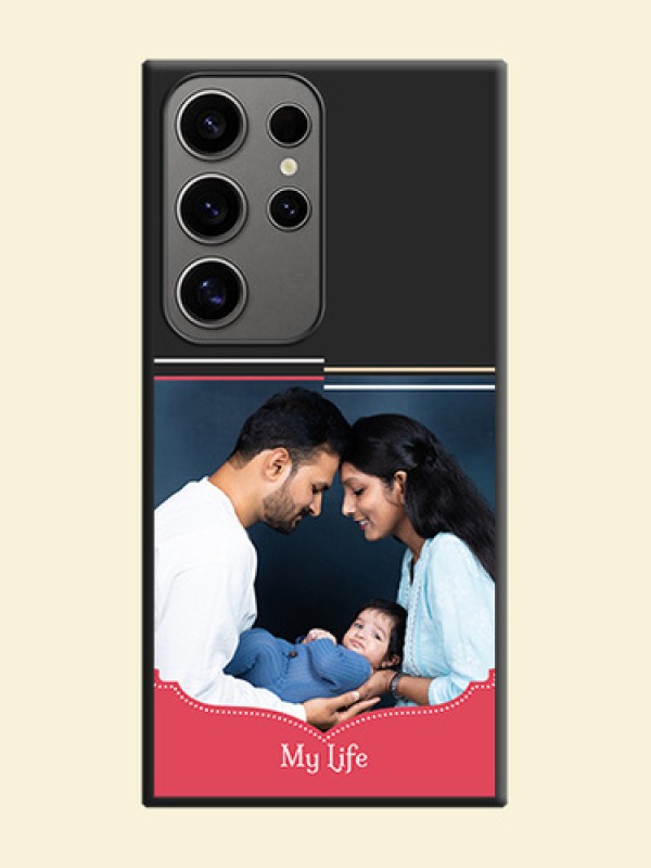 Classic Plain Design with Name - Photo on Space Black Soft Matte Phone Cover - Galaxy S24 Ultra 5G