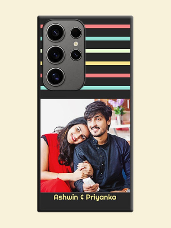 Color Stripes with Photo and Text - Photo on Space Black Soft Matte Mobile Case - Galaxy S24 Ultra 5G