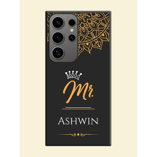 Mr Name with Floral Design on Personalised Space Black Soft Matte Cases - Galaxy S24 Ultra 5G Mr Name with Floral Design on Personalised Space Black Soft Matte Cases - Galaxy S24 Ultra 5G
