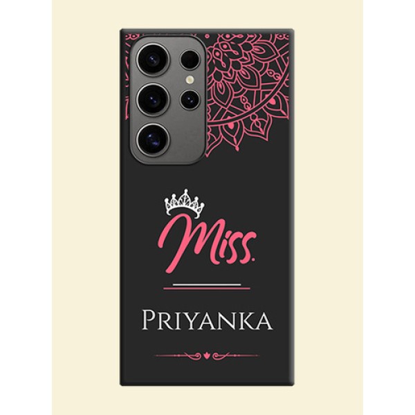 Mrs Name with Floral Design on Space Black Personalized Soft Matte Phone Covers - Galaxy S24 Ultra 5G Mrs Name with Floral Design on Space Black Personalized Soft Matte Phone Covers - Galaxy S24 Ultra 5G