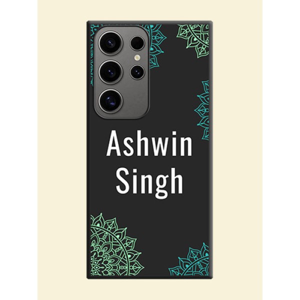 Your Name with Floral Design on Space Black Custom Soft Matte Back Cover - Galaxy S24 Ultra 5G Your Name with Floral Design on Space Black Custom Soft Matte Back Cover - Galaxy S24 Ultra 5G