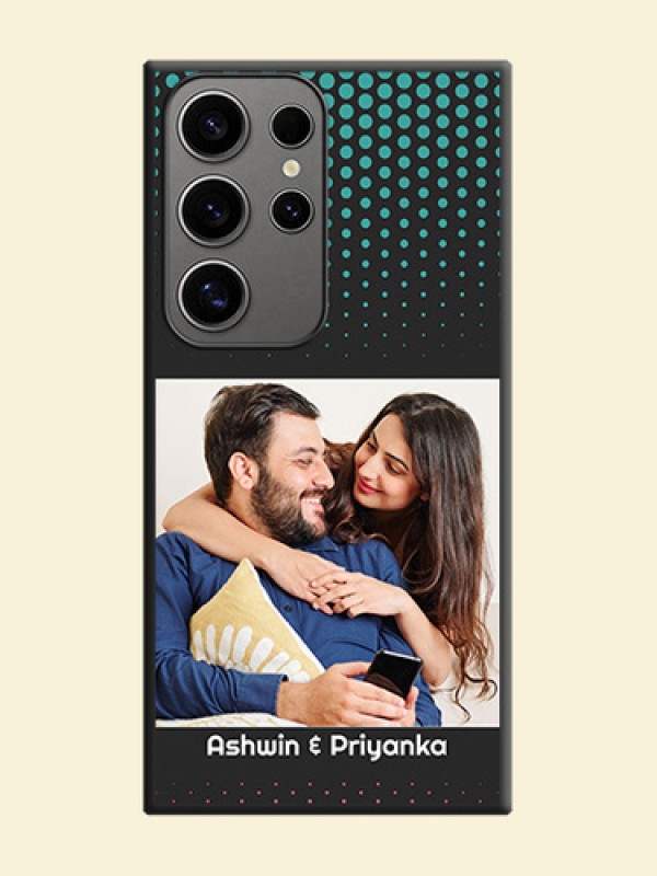Faded Dots with Grunge Photo Frame and Text on Space Black Custom Soft Matte Phone Cases - Galaxy S24 Ultra 5G
