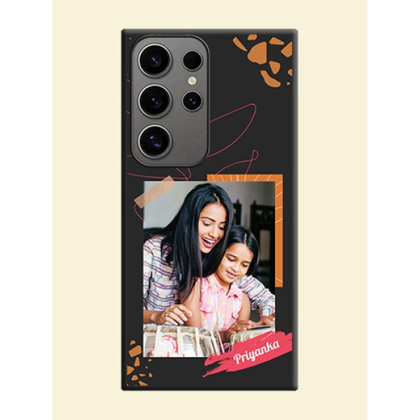 Orange Photo Frame on Space Black Custom Soft Matte Phone Back Cover - Galaxy S24 Ultra 5G Orange Photo Frame on Space Black Custom Soft Matte Phone Back Cover - Galaxy S24 Ultra 5G
