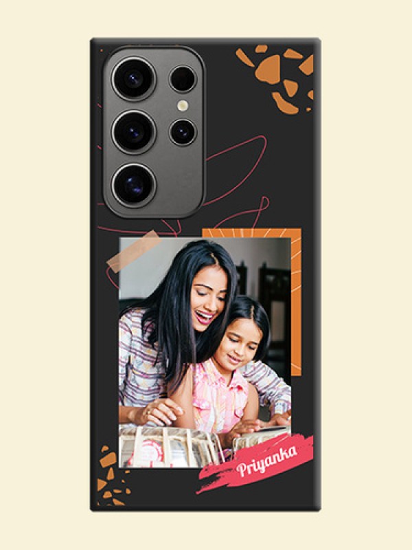 Orange Photo Frame on Space Black Custom Soft Matte Phone Back Cover - Galaxy S24 Ultra 5G