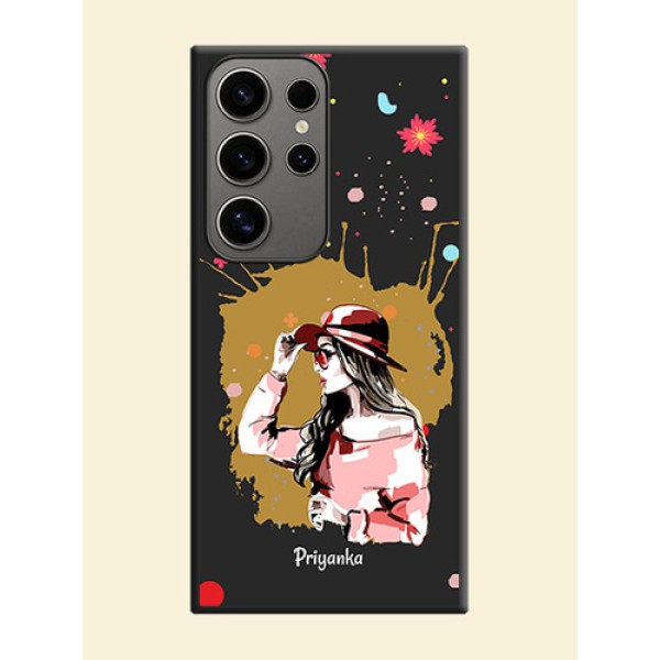 Mordern Lady With Color Splash Background With Custom Text On Space Black Personalized Soft Matte Phone Covers - Galaxy S24 Ultra 5G