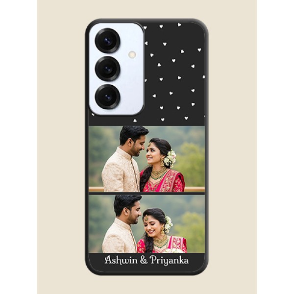 Miniature Love Symbols with Name On Space Black Custom Soft Matte Mobile Back Cover - Galaxy S25 5G Miniature Love Symbols with Name On Space Black Custom Soft Matte Mobile Back Cover - Galaxy S25 5G