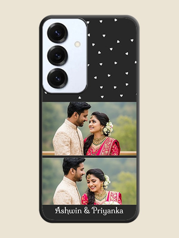 Miniature Love Symbols with Name On Space Black Custom Soft Matte Mobile Back Cover - Galaxy S25 5G