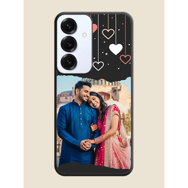 Love Hangings with Splash Wave Picture On Space Black Custom Soft Matte Mobile Back Cover - Galaxy S25 5G Love Hangings with Splash Wave Picture On Space Black Custom Soft Matte Mobile Back Cover - Galaxy S25 5G