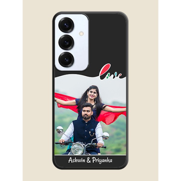Fall in Love Pattern with Picture on Photo On Space Black Custom Soft Matte Mobile Back Cover - Galaxy S25 5G Fall in Love Pattern with Picture on Photo On Space Black Custom Soft Matte Mobile Back Cover - Galaxy S25 5G