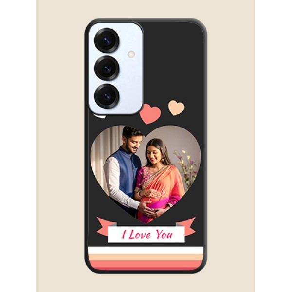 Love Shaped Photo with Colorful Stripes On Space Black Custom Soft Matte Mobile Back Cover - Galaxy S25 5G Love Shaped Photo with Colorful Stripes On Space Black Custom Soft Matte Mobile Back Cover - Galaxy S25 5G