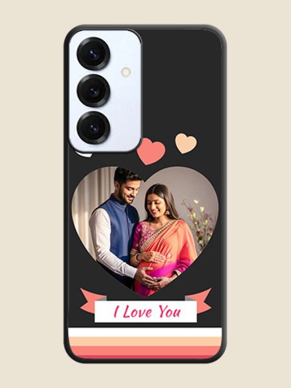 Love Shaped Photo with Colorful Stripes On Space Black Custom Soft Matte Mobile Back Cover - Galaxy S25 5G