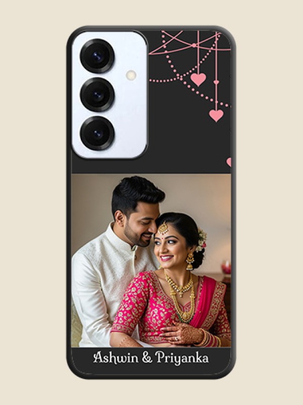 Pink Love Hangings with Text On Space Black Custom Soft Matte Mobile Back Cover - Galaxy S25 5G