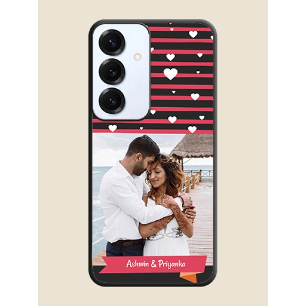 White Color Love Symbols with Pink Lines Pattern On Space Black Custom Soft Matte Mobile Back Cover - Galaxy S25 5G White Color Love Symbols with Pink Lines Pattern On Space Black Custom Soft Matte Mobile Back Cover - Galaxy S25 5G