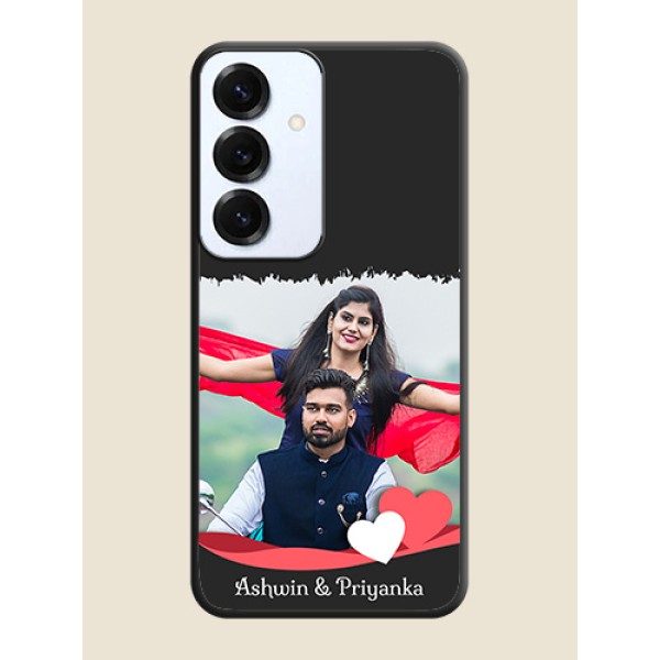 Pin Color Love Shaped Ribbon Design with Text On Space Black Custom Soft Matte Mobile Back Cover - Galaxy S25 5G Pin Color Love Shaped Ribbon Design with Text On Space Black Custom Soft Matte Mobile Back Cover - Galaxy S25 5G