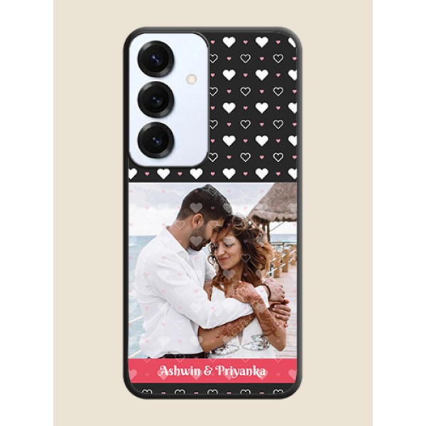 White Color Love Symbols with Text Design on Photo On Space Black Custom Soft Matte Mobile Back Cover - Galaxy S25 5G White Color Love Symbols with Text Design on Photo On Space Black Custom Soft Matte Mobile Back Cover - Galaxy S25 5G