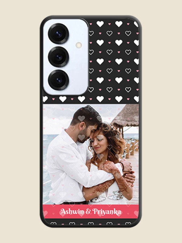 White Color Love Symbols with Text Design on Photo On Space Black Custom Soft Matte Mobile Back Cover - Galaxy S25 5G