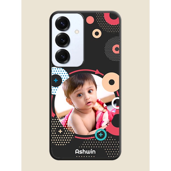 Multicoloured Round Image On Space Black Custom Soft Matte Mobile Back Cover - Galaxy S25 5G Multicoloured Round Image On Space Black Custom Soft Matte Mobile Back Cover - Galaxy S25 5G