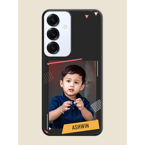 Photo Frame with Triangle Small Dots on Photo On Space Black Custom Soft Matte Mobile Back Cover - Galaxy S25 5G