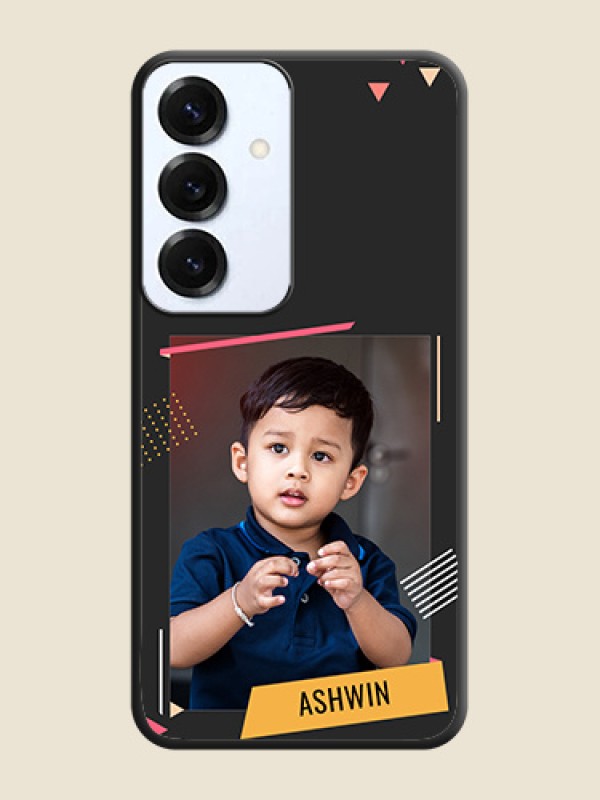 Photo Frame with Triangle Small Dots on Photo On Space Black Custom Soft Matte Mobile Back Cover - Galaxy S25 5G