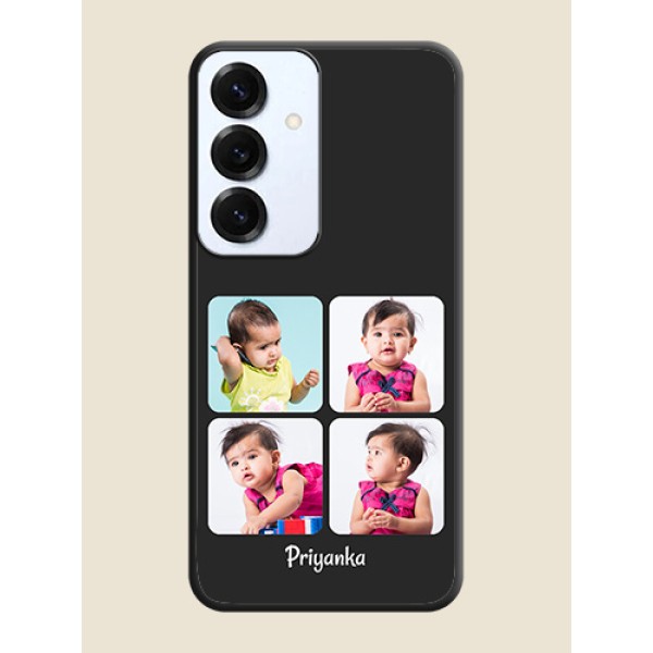 Floral Art with 6 Image Holder on Photo On Space Black Custom Soft Matte Mobile Back Cover - Galaxy S25 5G Floral Art with 6 Image Holder on Photo On Space Black Custom Soft Matte Mobile Back Cover - Galaxy S25 5G
