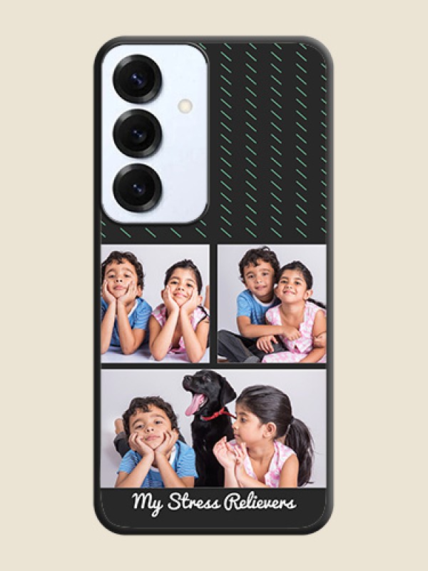 Cross Dotted Pattern with 2 Image Holder On Space Black Custom Soft Matte Mobile Back Cover - Galaxy S25 5G