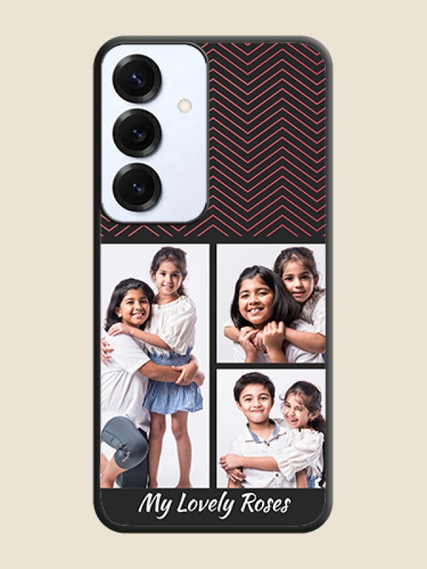 Wave Pattern with 3 Image Holder On Space Black Custom Soft Matte Mobile Back Cover - Galaxy S25 5G