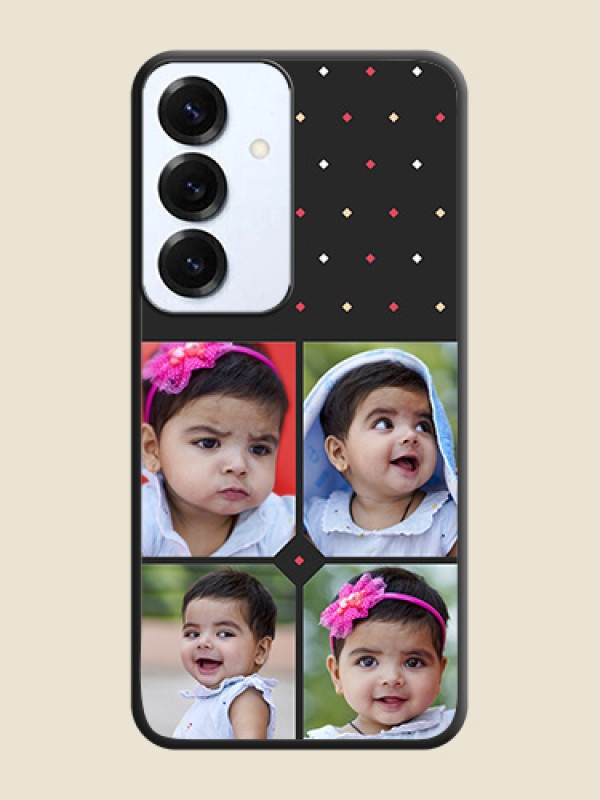 Multicolor Dotted Pattern with 4 Image Holder On Space Black Custom Soft Matte Mobile Back Cover - Galaxy S25 5G