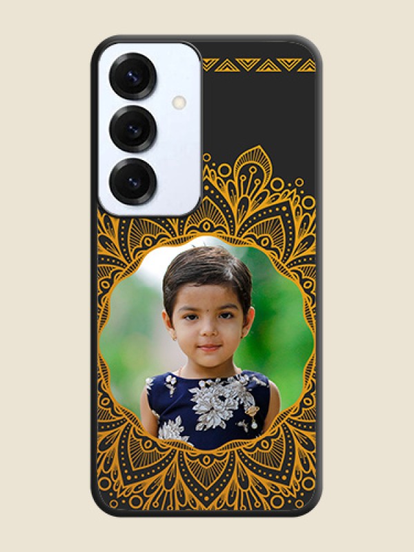 Round Image with Floral Design On Space Black Custom Soft Matte Mobile Back Cover - Galaxy S25 5G