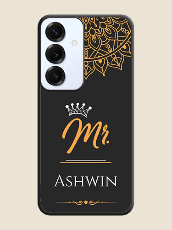 Mr Name with Floral Design On Space Black Custom Soft Matte Mobile Back Cover - Galaxy S25 5G