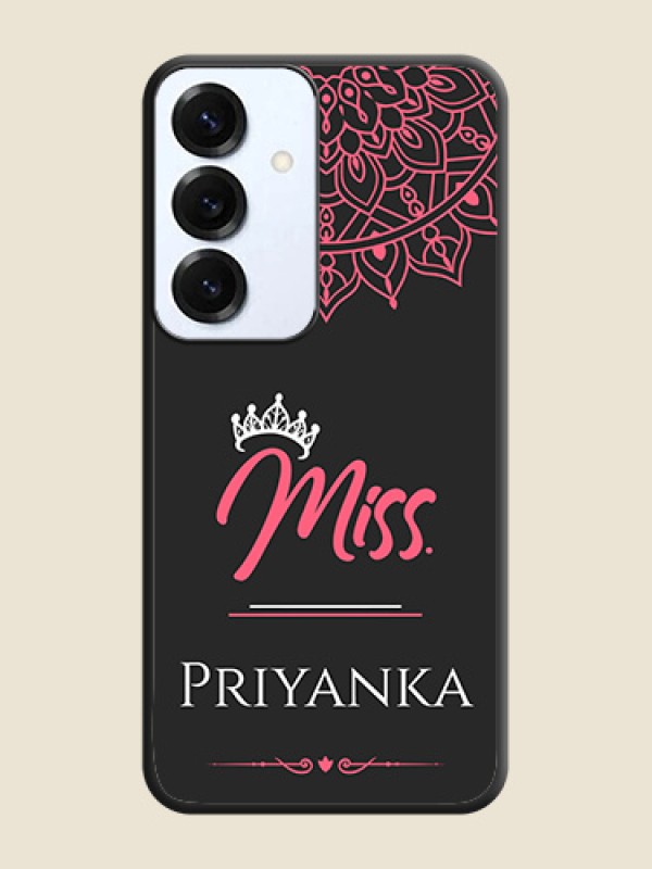 Mrs Name with Floral Design On Space Black Custom Soft Matte Mobile Back Cover - Galaxy S25 5G