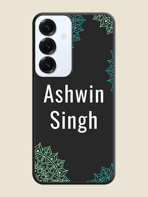 Your Name with Floral Design On Space Black Custom Soft Matte Mobile Back Cover - Galaxy S25 5G