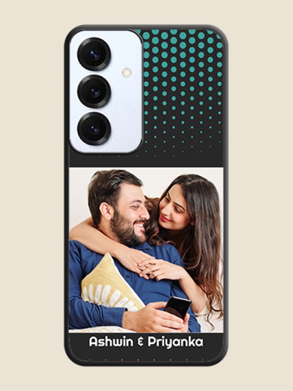 Faded Dots with Grunge Photo Frame and Text On Space Black Custom Soft Matte Mobile Back Cover - Galaxy S25 5G