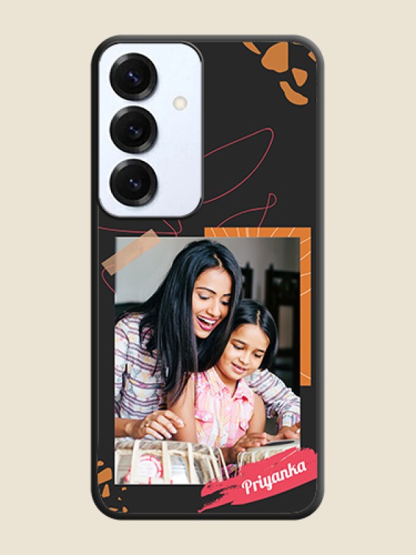Orange Photo Frame On Space Black Custom Soft Matte Mobile Back Cover - Galaxy S25 5G