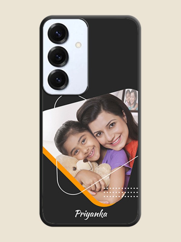 Yellow Triangle on Photo On Space Black Custom Soft Matte Mobile Back Cover - Galaxy S25 5G