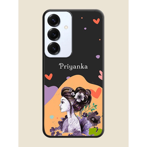 Namecase For Her With Fancy Lady Image On Space Black Custom Soft Matte Mobile Back Cover - Galaxy S25 5G